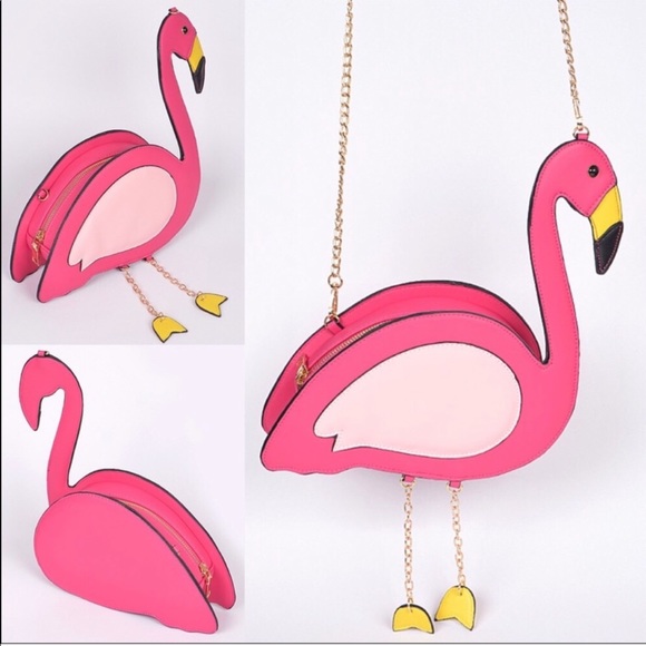 🦩 NEW Pink Flamingo vegan leather crossbody bag - Picture 4 of 4
